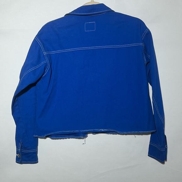 Dickies Blue Jean Crop Denim Jacket Logo Womens Size S Casual Y2K - Picture 6 of 9